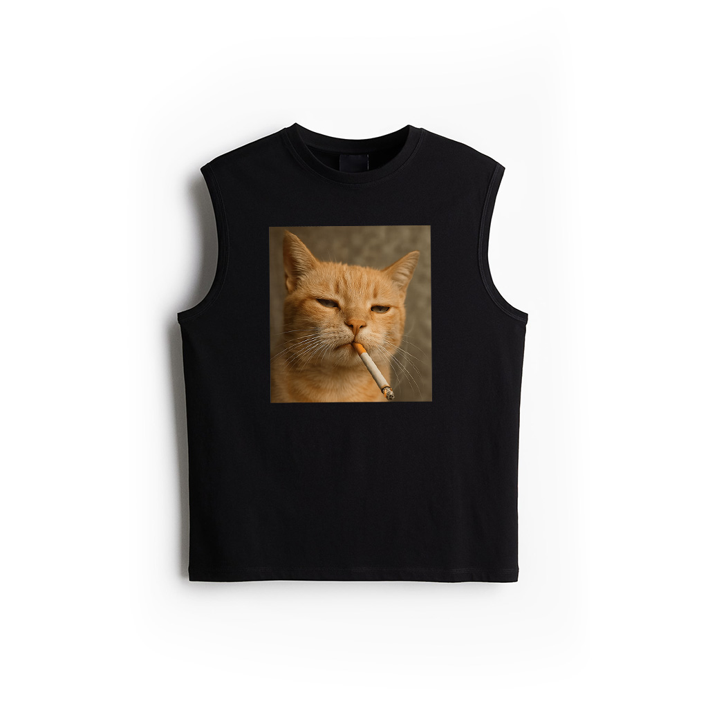 Funny Cat Meme Cat Smoking Cigarette Cat Lovers Tank Top
