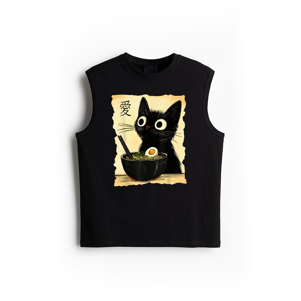 Funny Cat Ramen Japanese Kawaii Anime Cat Tank Top