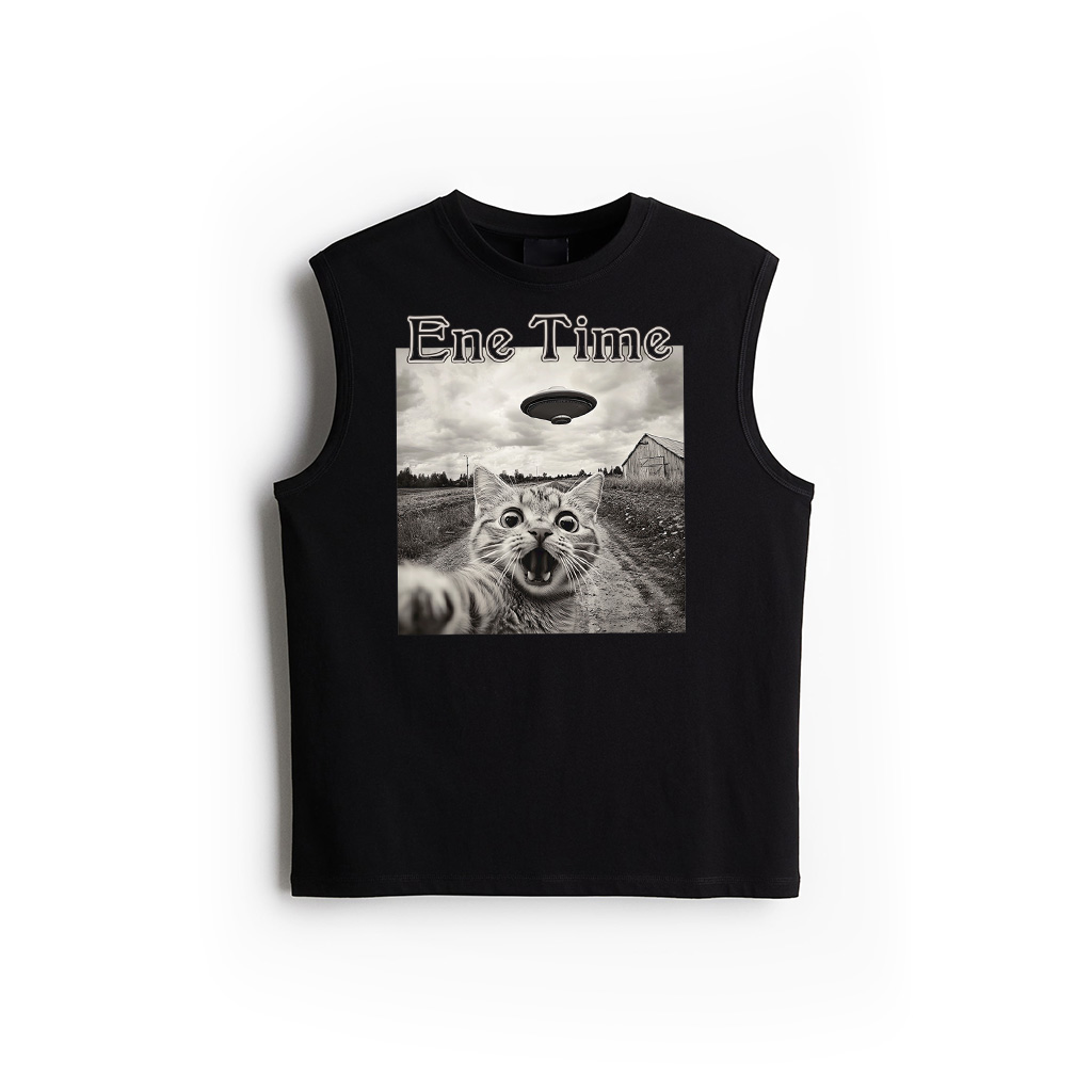 Funny Cat UFO Alien Selfie Tank Top