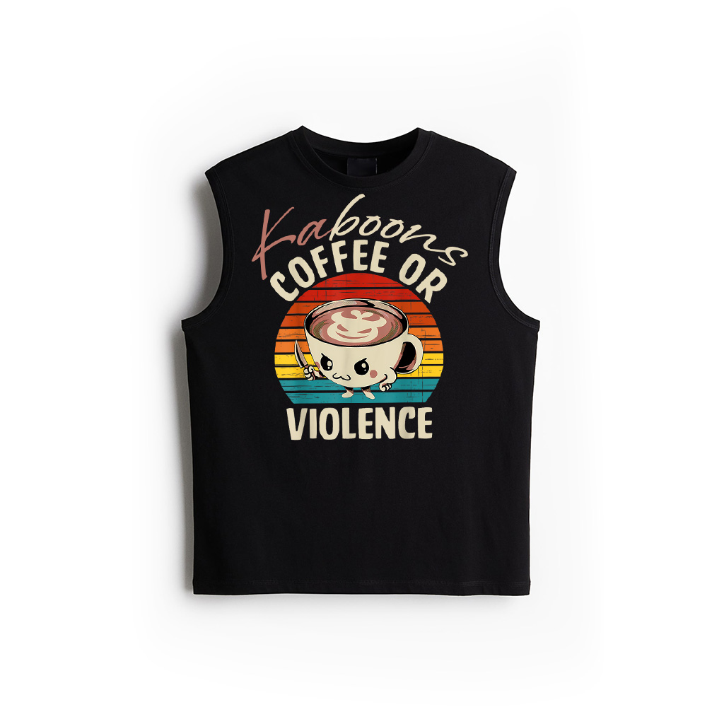 Funny Coffee Or Violence Fight Vintage Design Tank Top