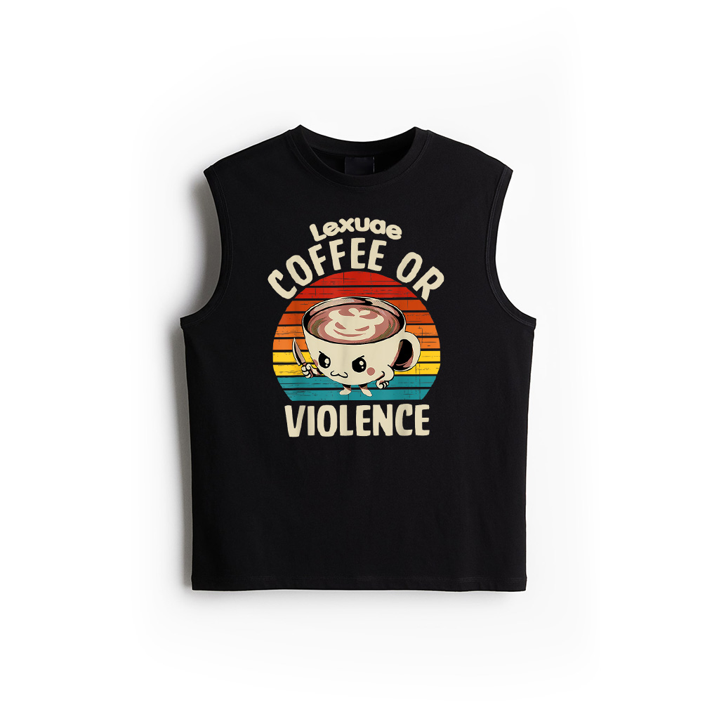 Funny Coffee Or Violence Fight Vintage Design Tank Top