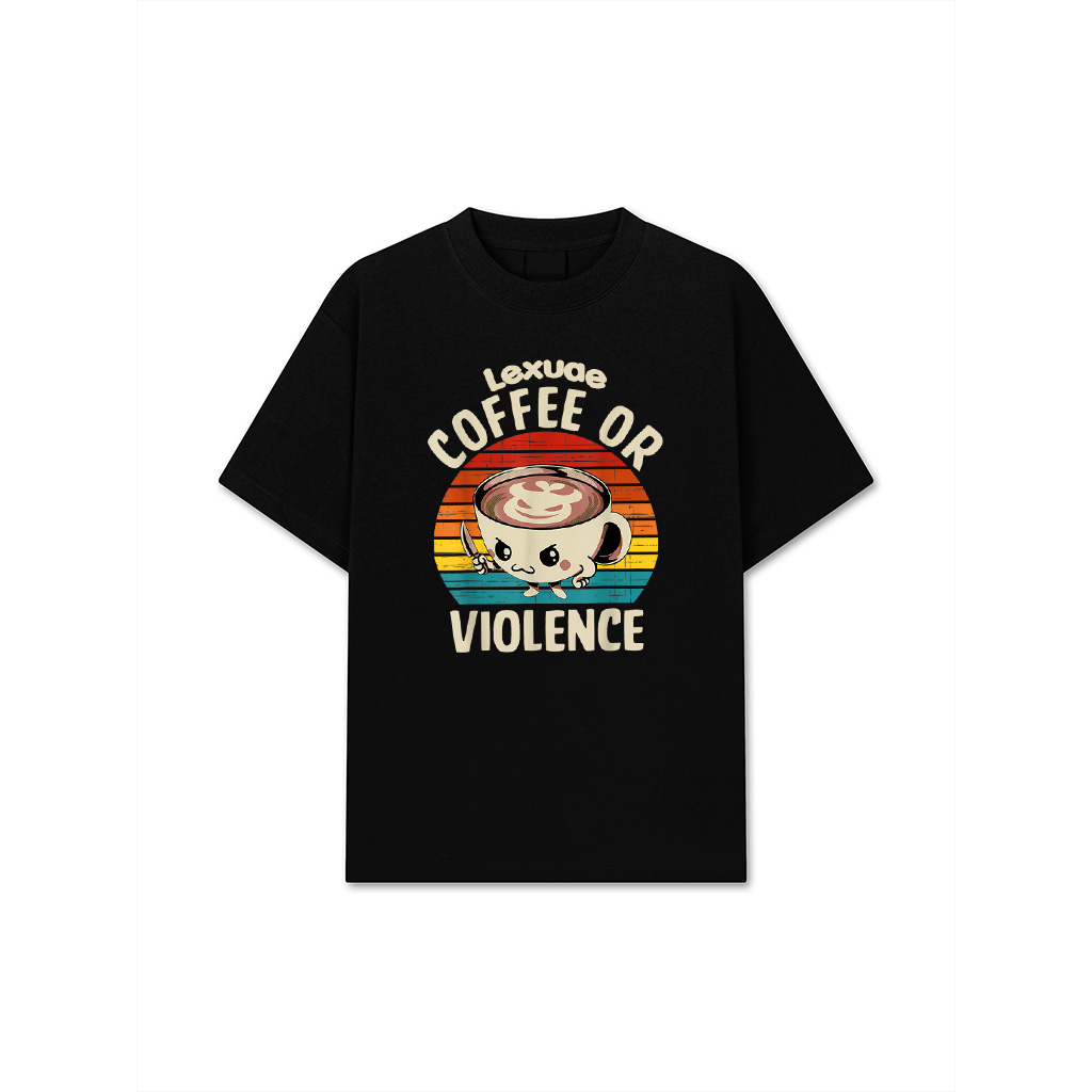 Funny Coffee Or Violence Fight Vintage Design T-Shirt