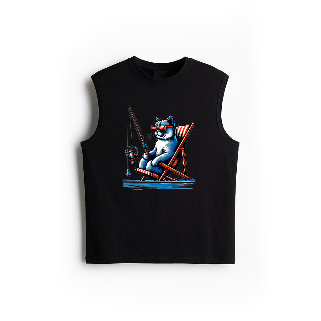 Funny Fishing Cat Tank Top