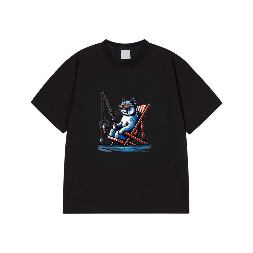Funny Fishing Cat T-Shirt