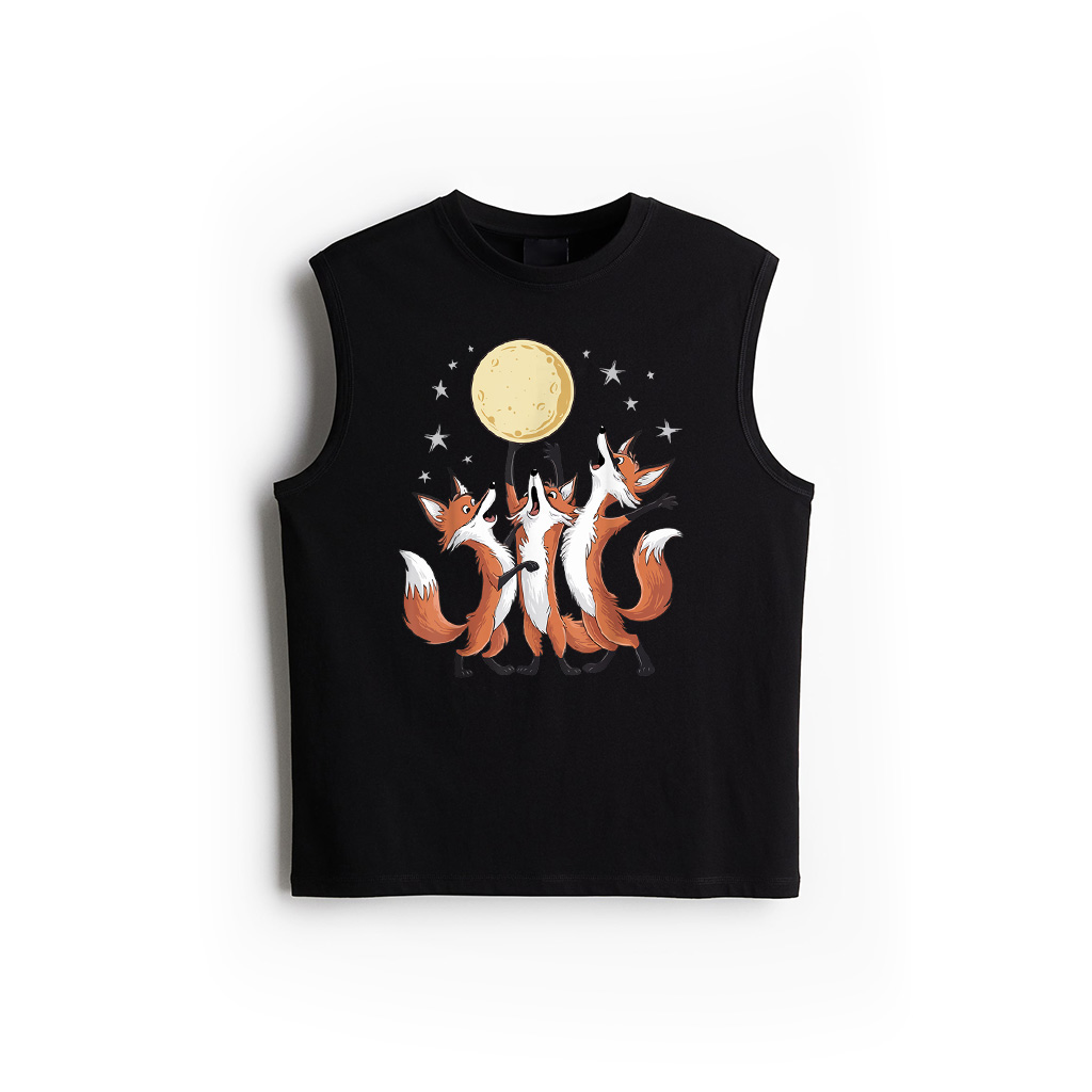 Funny Fox Howling At Moon Dad Mom Toddler Men Women Vintage Tank Top
