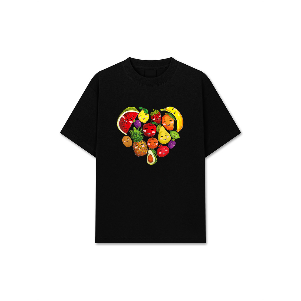Funny Fruits Collage Cute Heart Fruit And Vegetables T-Shirt
