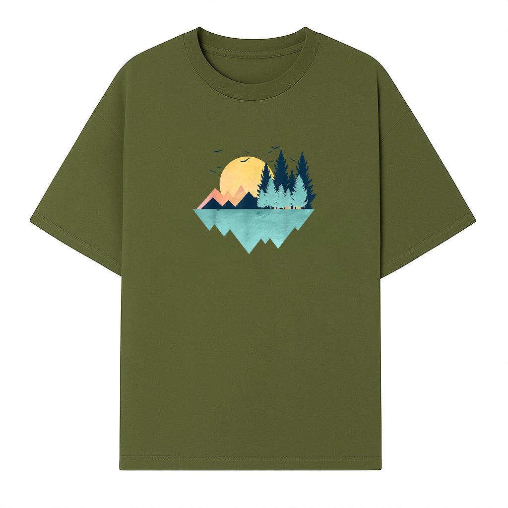 Funny Geometric Mountain Abstract Geometry Outdoor T-Shirt - Image 3