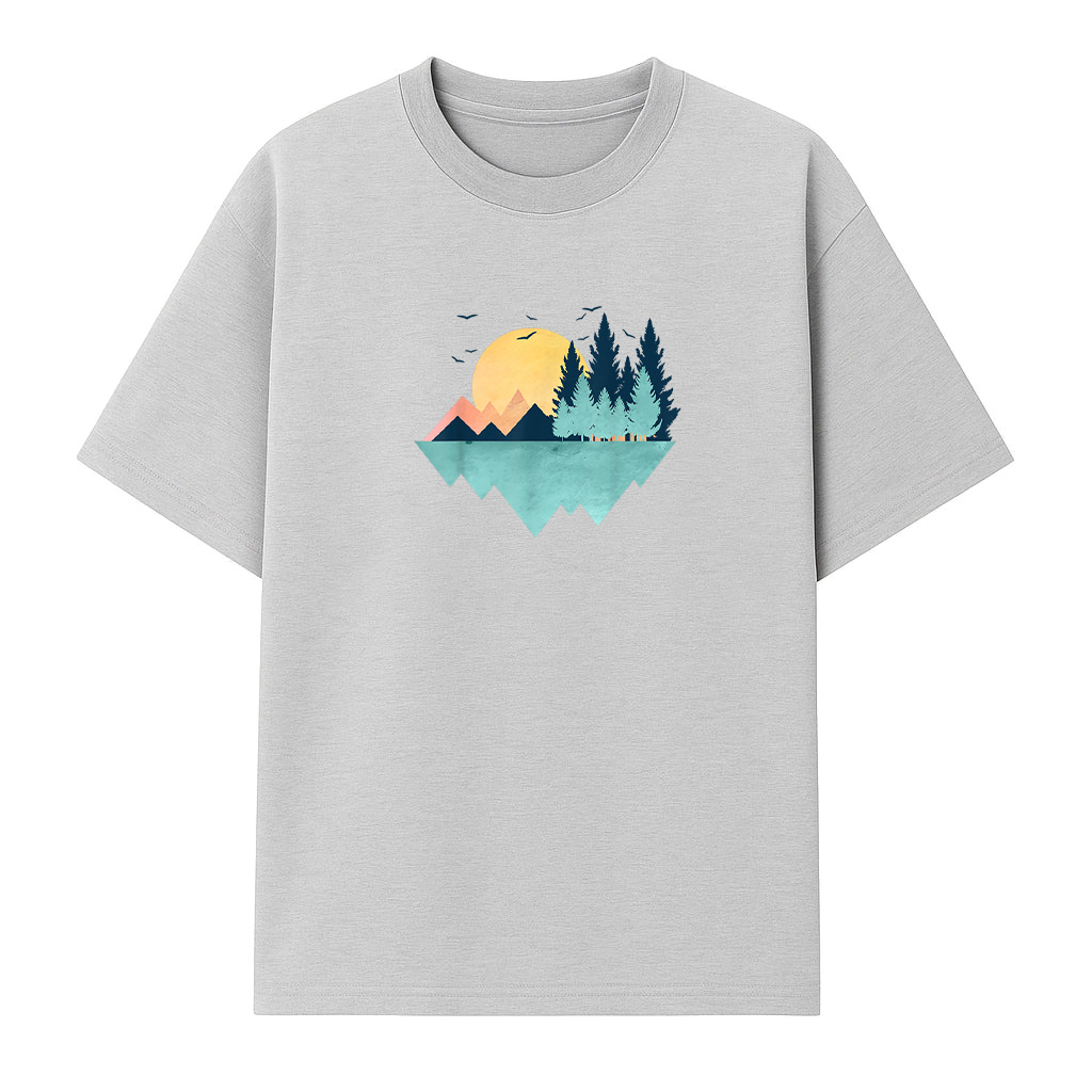 Funny Geometric Mountain Abstract Geometry Outdoor T-Shirt - Image 4