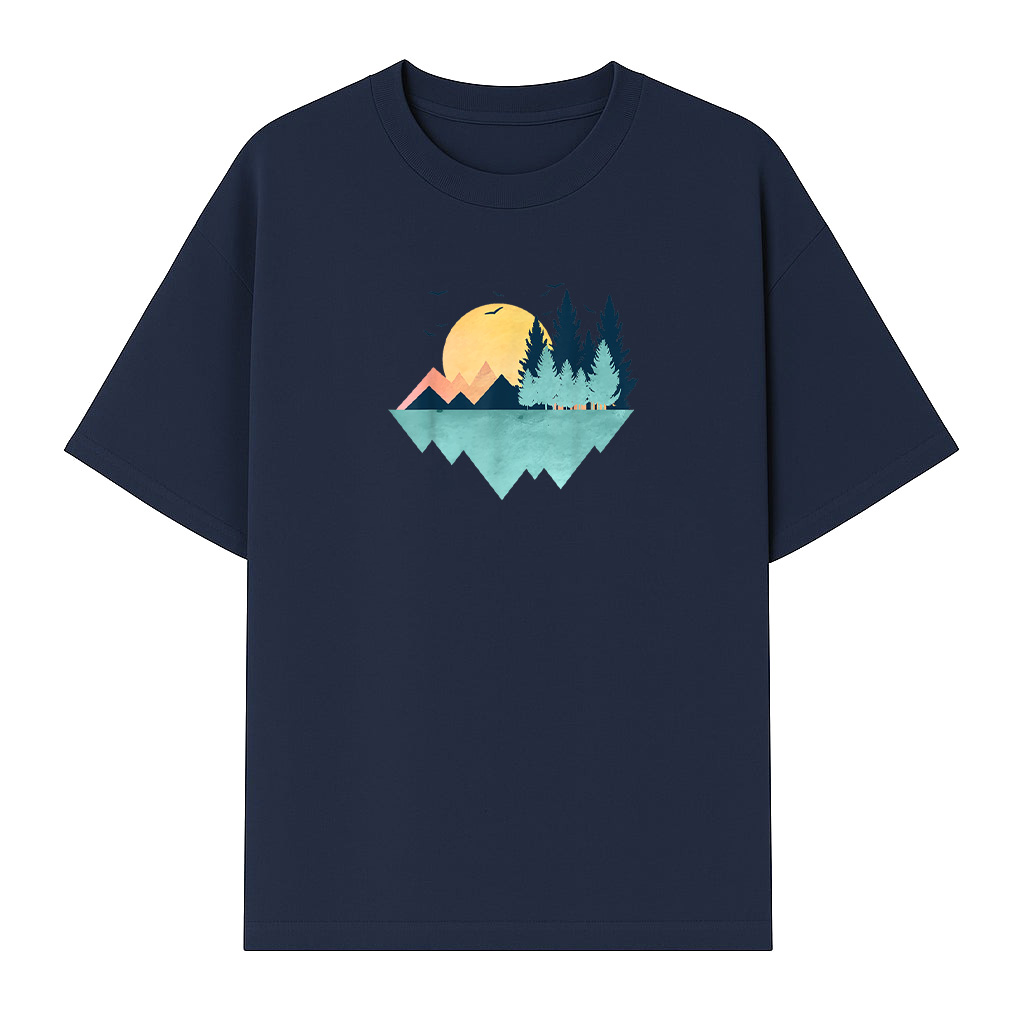 Funny Geometric Mountain Abstract Geometry Outdoor T-Shirt - Image 5