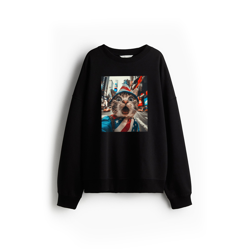 Funny Graphic Cat Selfie USA 4Th Of July Patriotic Sweatshirt