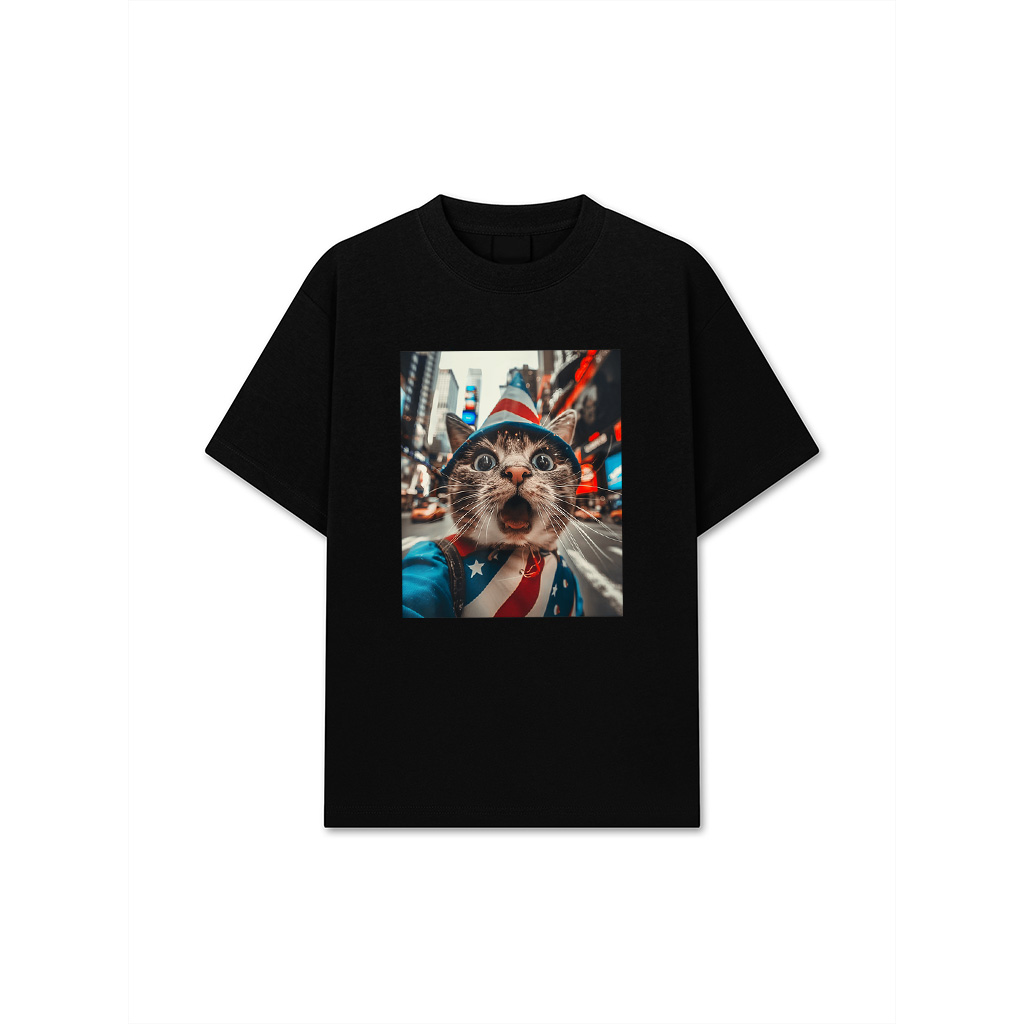 Funny Graphic Cat Selfie USA 4Th Of July Patriotic T-Shirt