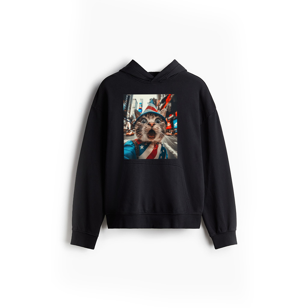 Funny Graphic Cat Selfie USA 4Th Of July Patriotic Hoodie