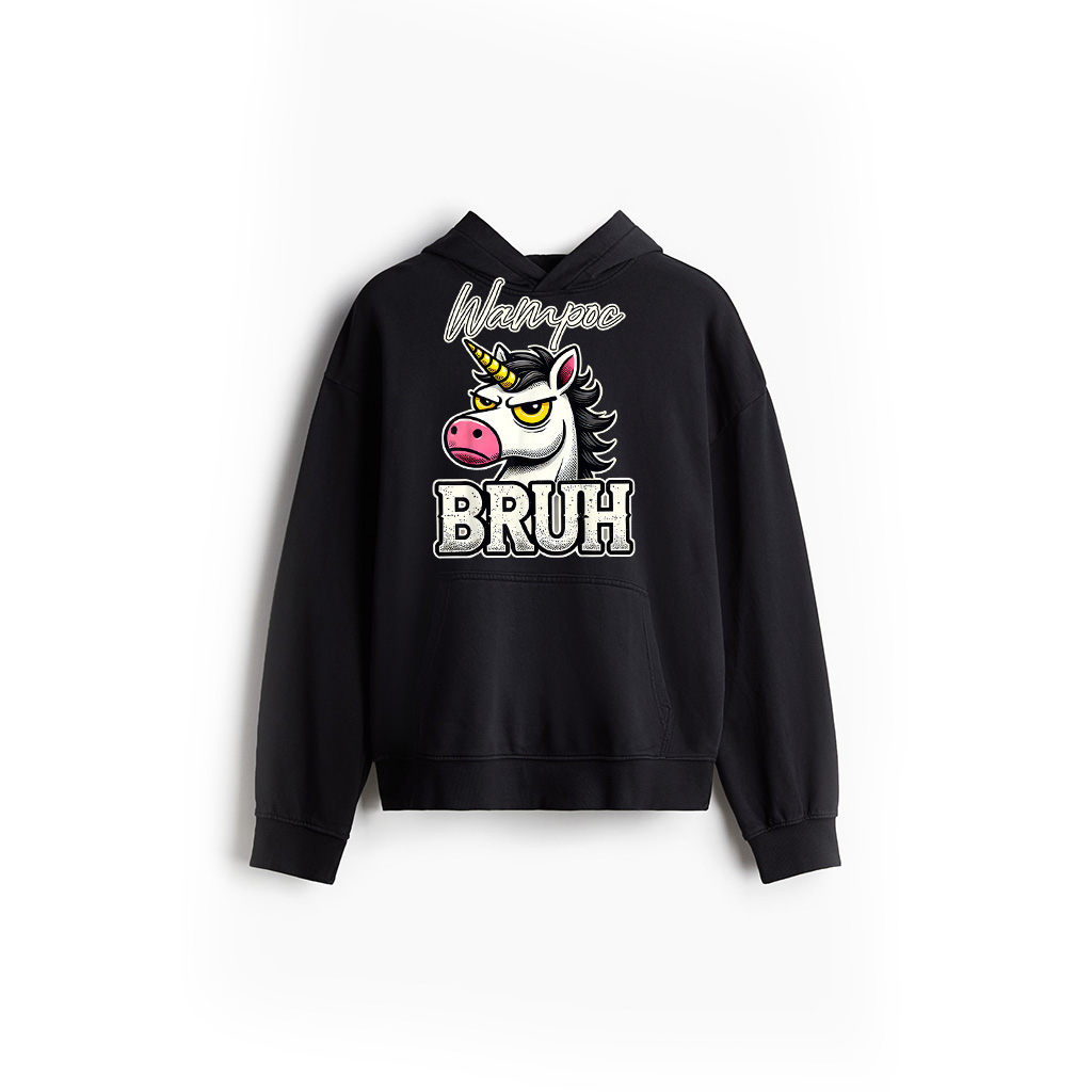 Funny Grumpy Unicorn Bruh Meme Vintage Humorous Unicorn Hoodie