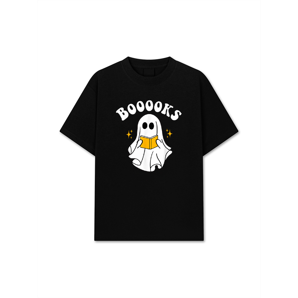 Funny Halloween Ghost Reading Book Vintage Women Men Teacher T-Shirt