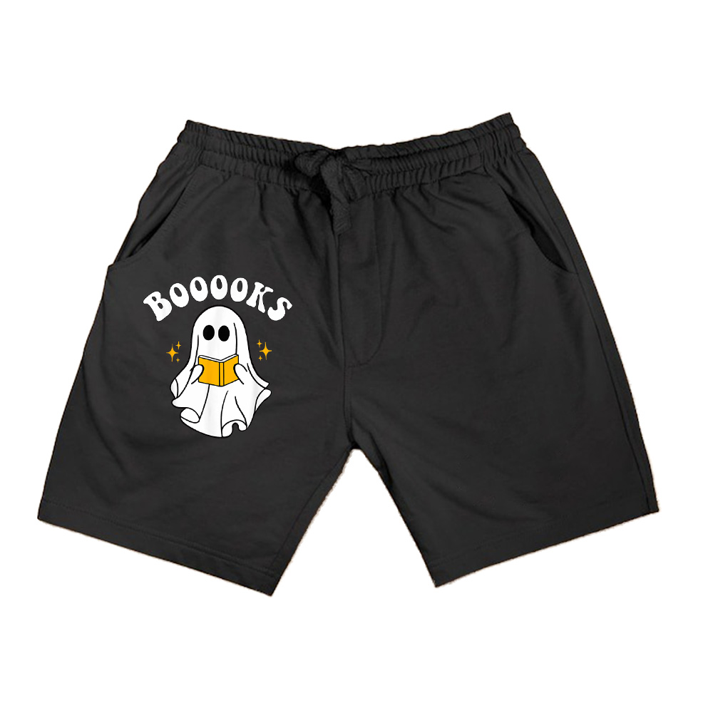 Funny Halloween Ghost Reading Book Vintage Women Men Teacher Shorts