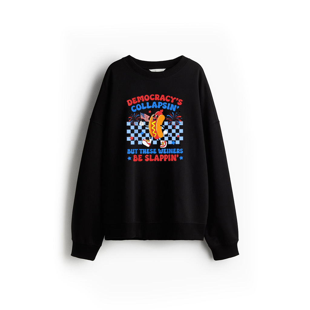 Funny Hot Dog Democracy's Collapsing 4Th July Protest Trump Sweatshirt