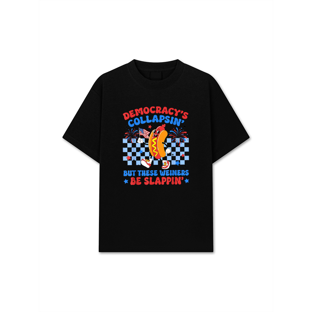 Funny Hot Dog Democracy's Collapsing 4Th July Protest Trump T-Shirt