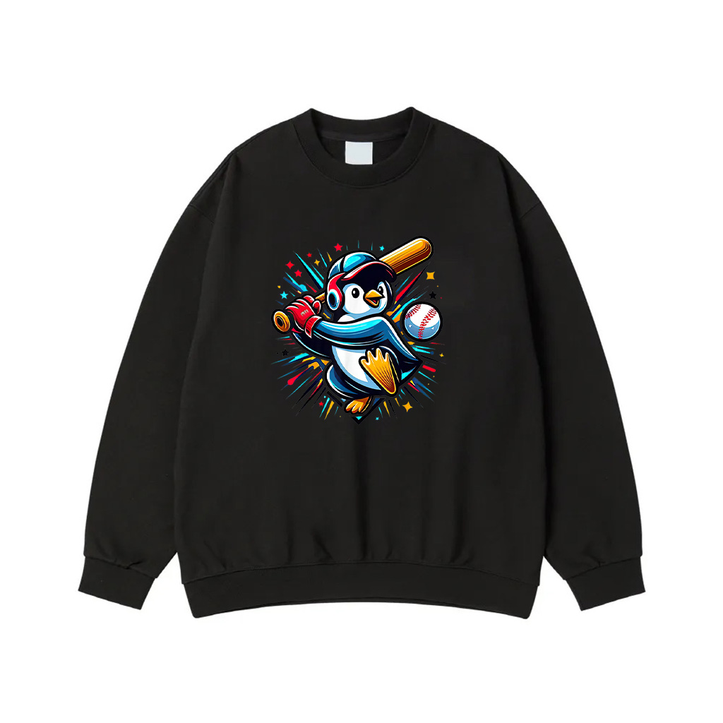 Funny Let's Go Penguin Playing Baseball Sweatshirt