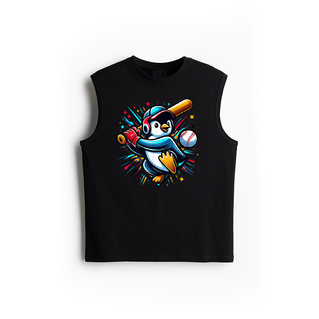 Funny Let's Go Penguin Playing Baseball Tank Top