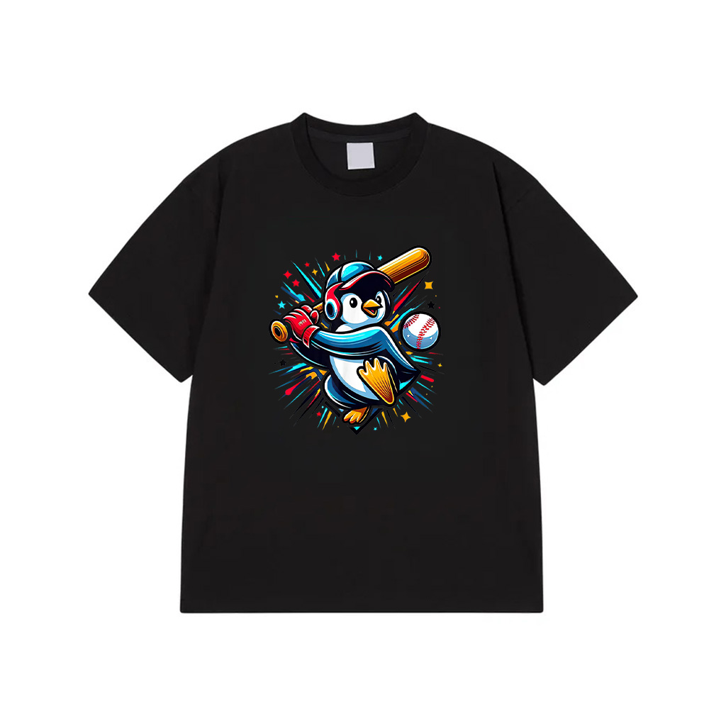 Funny Let's Go Penguin Playing Baseball T-Shirt