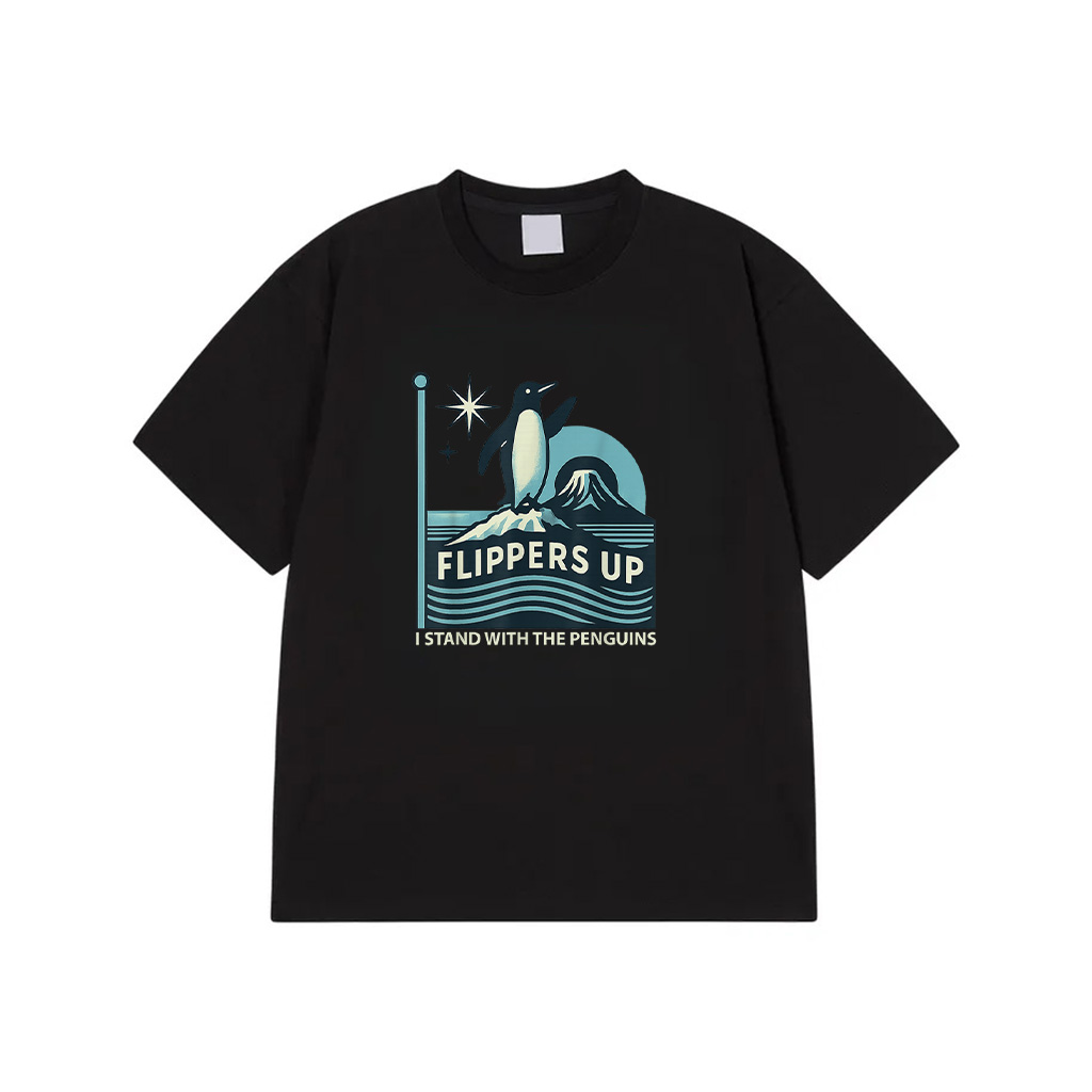Funny Penguin Flippers Up I Stand With The Penguins T-Shirt