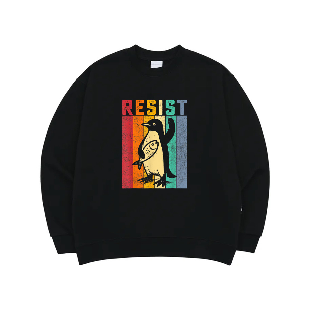 Funny Penguin Resist Penguins Protest Against Tariffs Retro Sweatshirt