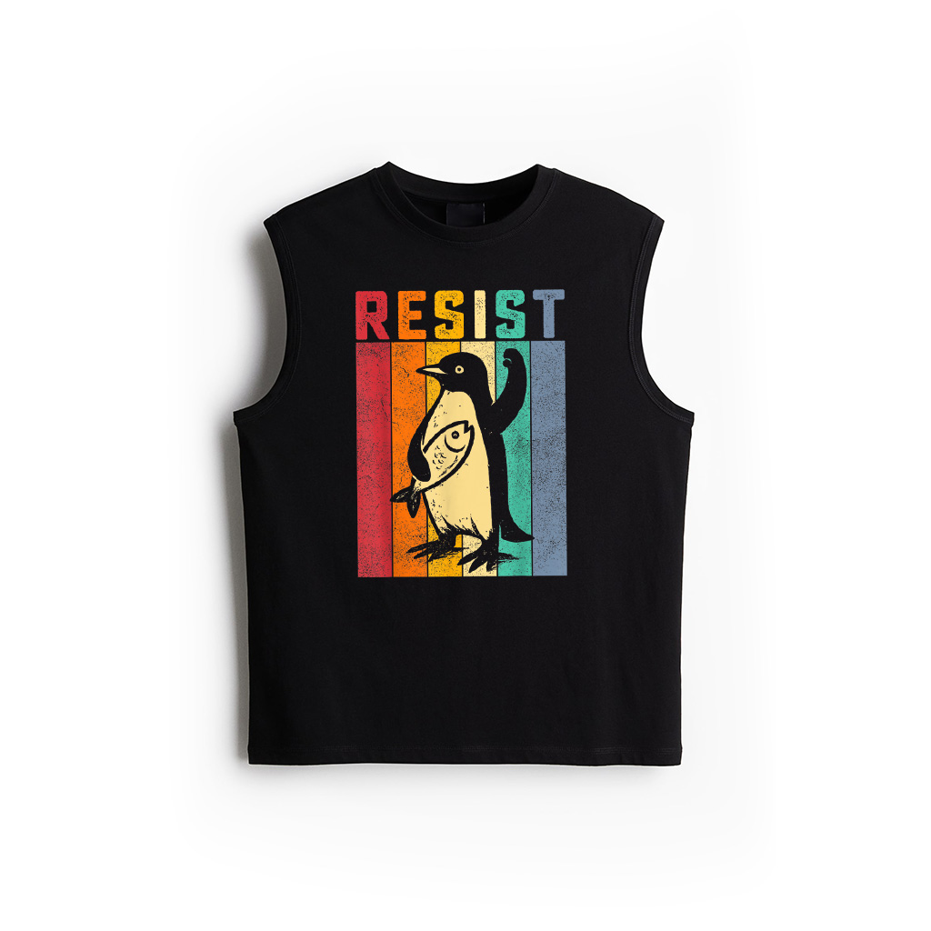 Funny Penguin Resist Penguins Protest Against Tariffs Retro Tank Top