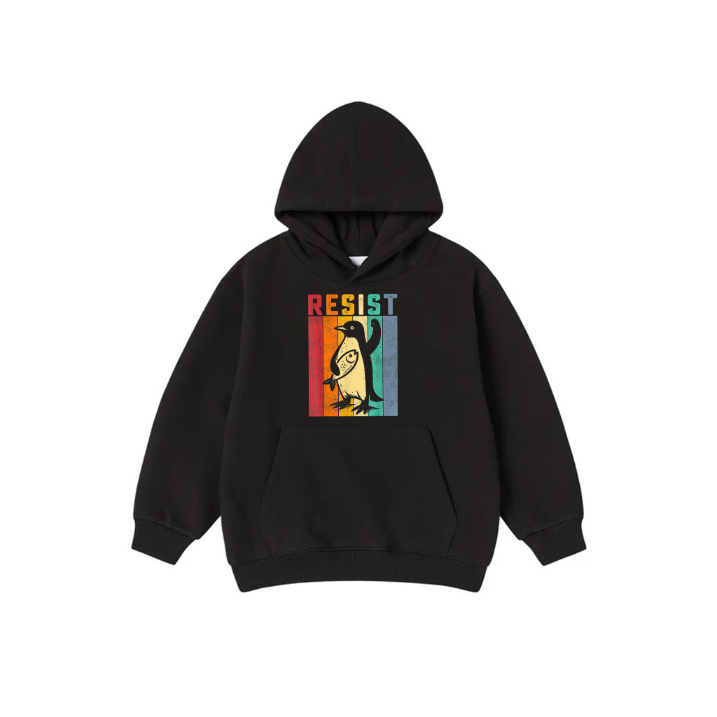Funny Penguin Resist Penguins Protest Against Tariffs Retro Hoodie