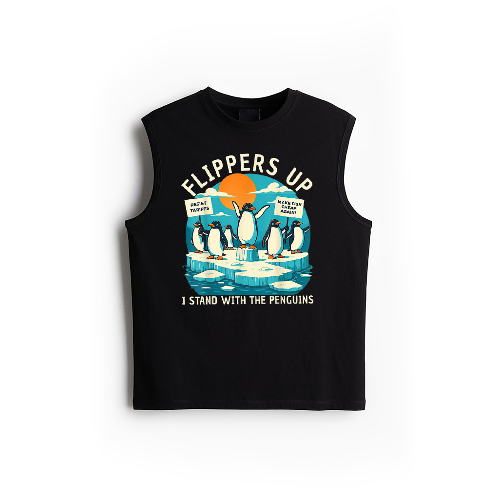 Funny Resist Penguins Protest Penguin Against Tariffs Tank Top