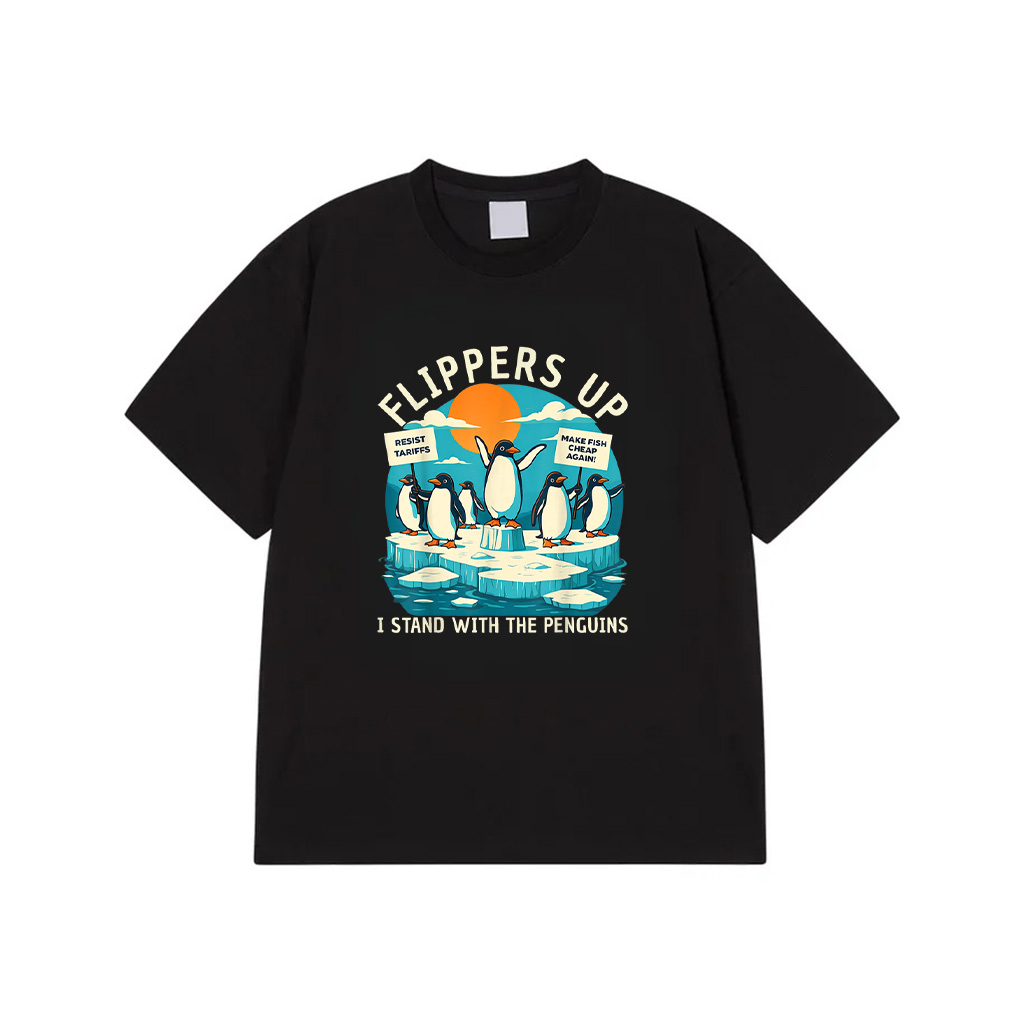 Funny Resist Penguins Protest Penguin Against Tariffs T-Shirt