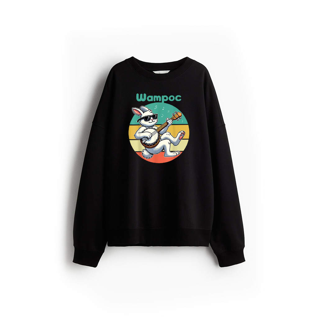 Funny Retro Bunny Playing Banjo Cool Music Rabbit Vintage Sweatshirt
