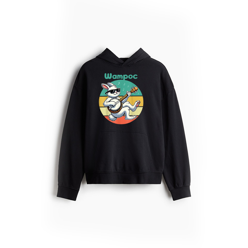 Funny Retro Bunny Playing Banjo Cool Music Rabbit Vintage Hoodie