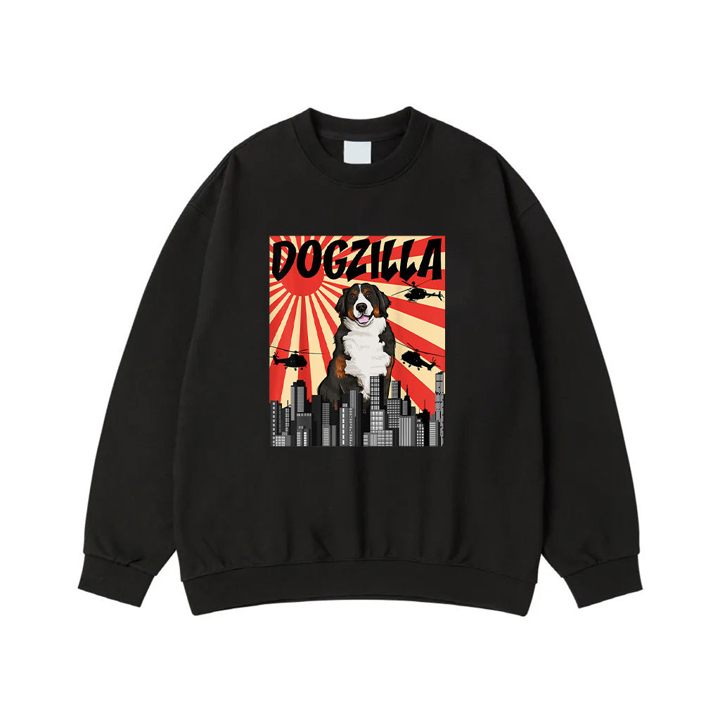 Funny Retro Japanese Dogzilla Bernese Mountain Dog Sweatshirt For Men Women