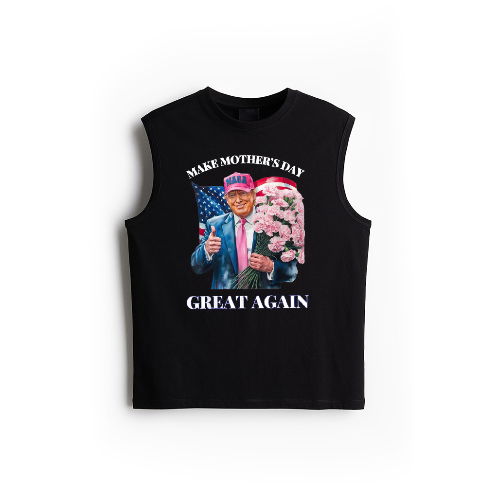 Funny Trump Make Mother's Day Great Again Flower USA Flag Tank Top