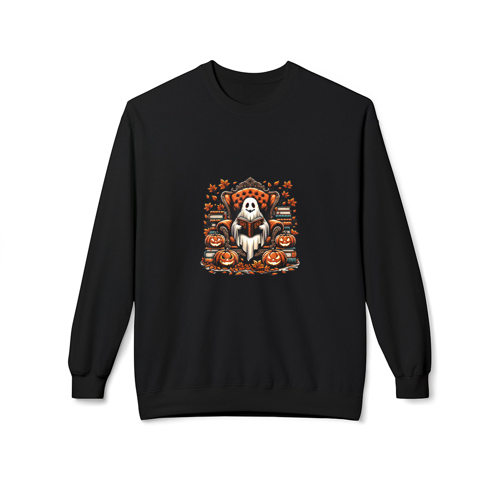 Funny Vintage Ghost Book Reading Pumpkin Halloween Teachers Sweatshirts
