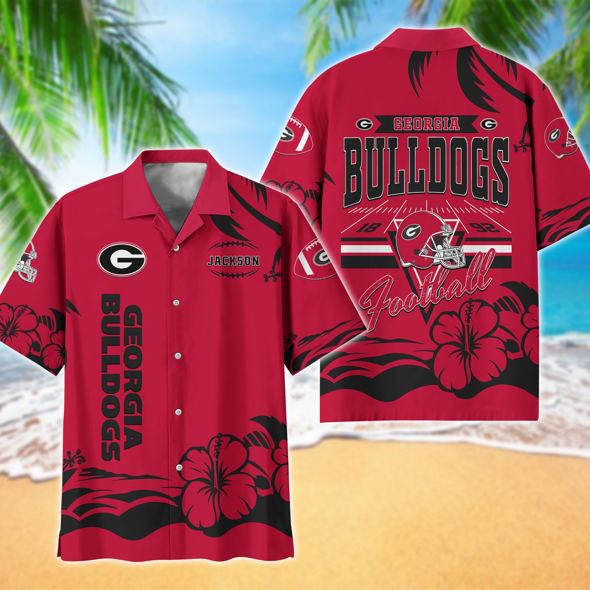 Georgia Bulldogs Hawaiian Shirt Personalized Your Name, Sports Gifts For Fans, Sport Team Hawaii Shirt, Sports Lover Gifts