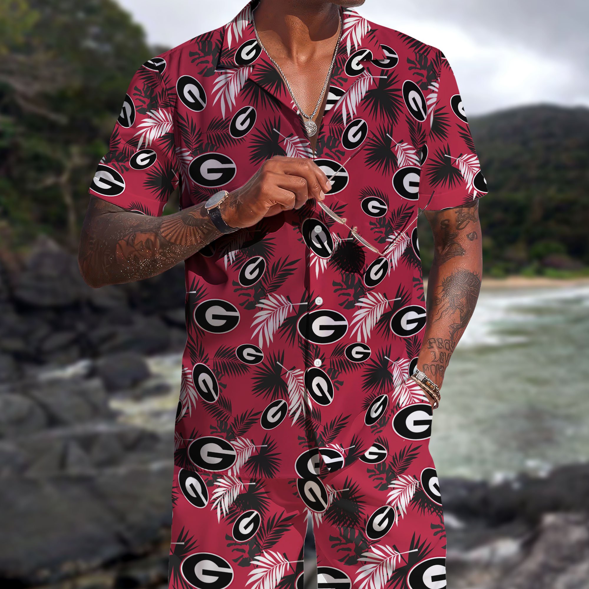 Georgia Bulldogs Hawaiian Shorts Set 2025 Version, Hawaiian Shirts, Sports Shorts, Gifts For Fan