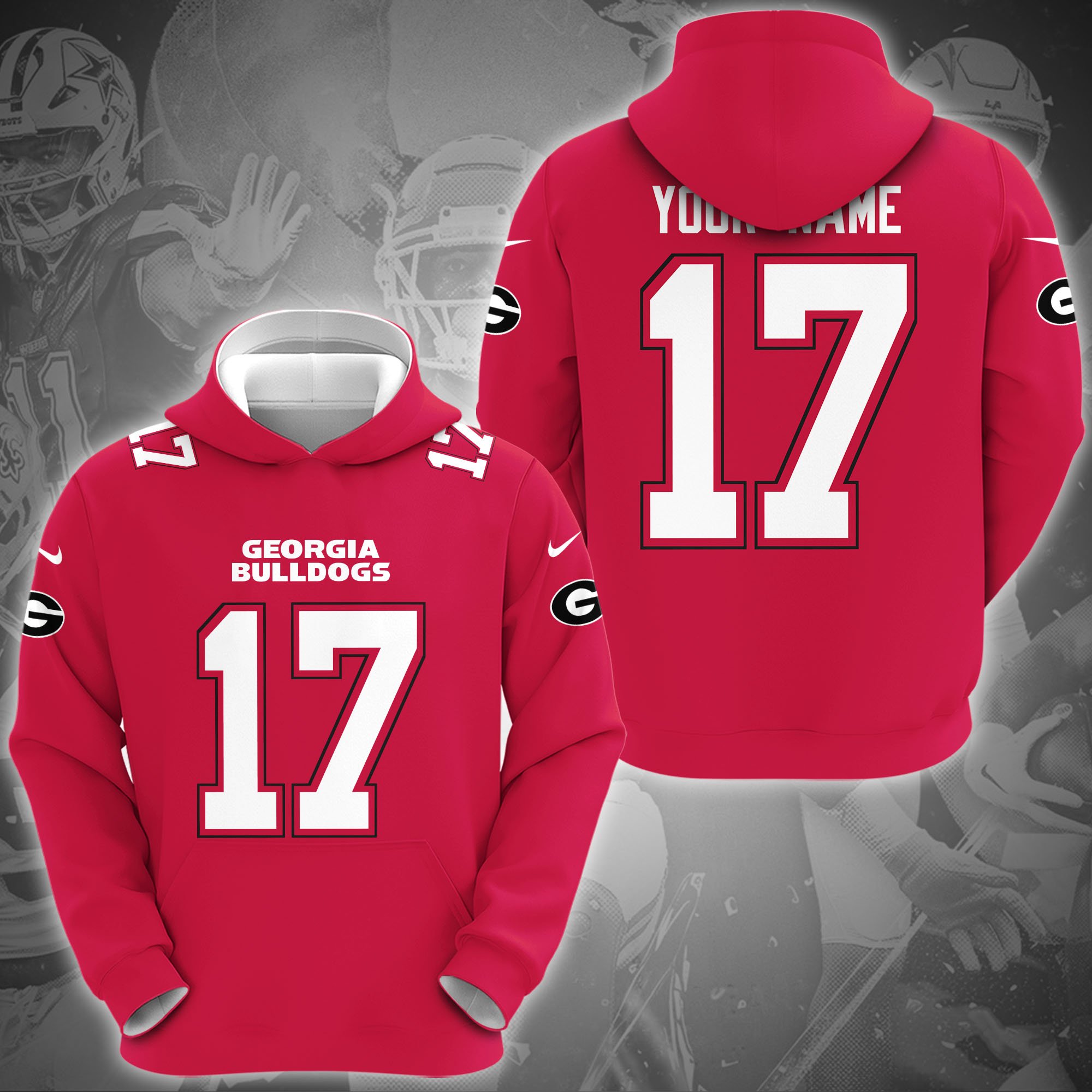 Georgia Bulldogs Hoodie Custom Name And Number, Sport Gifts For Fan