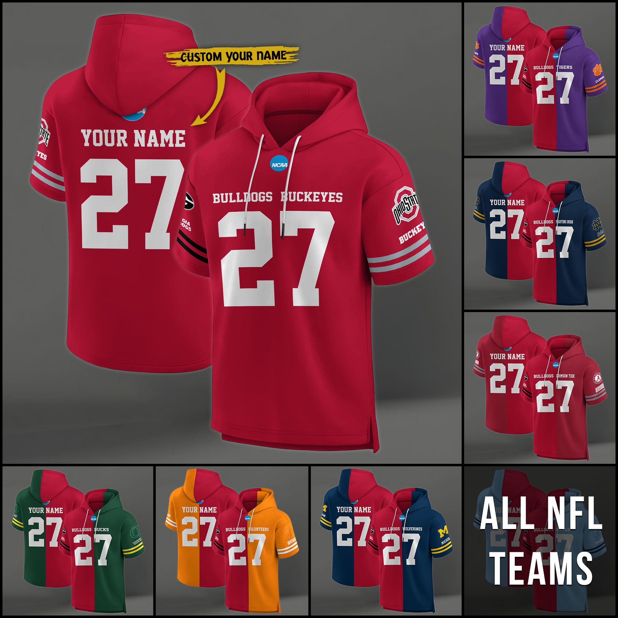 Georgia Bulldogs House Divided Hoodie Custom Name, Number And Team, Hoodie For Football Fans