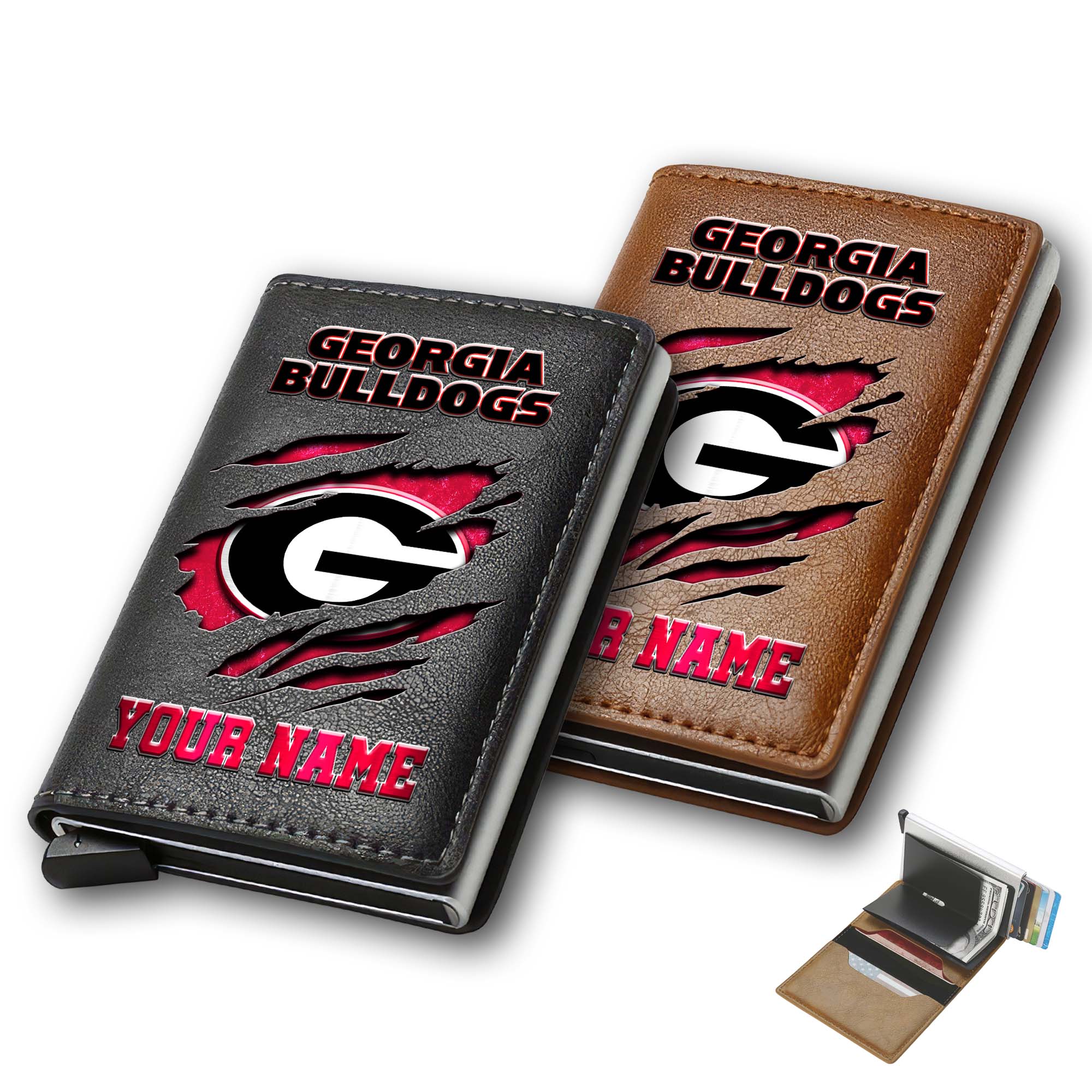 Georgia Bulldogs Men Wallet Custom Your Name, Football Team Men Wallet For Fans, Gifts For Football Lovers