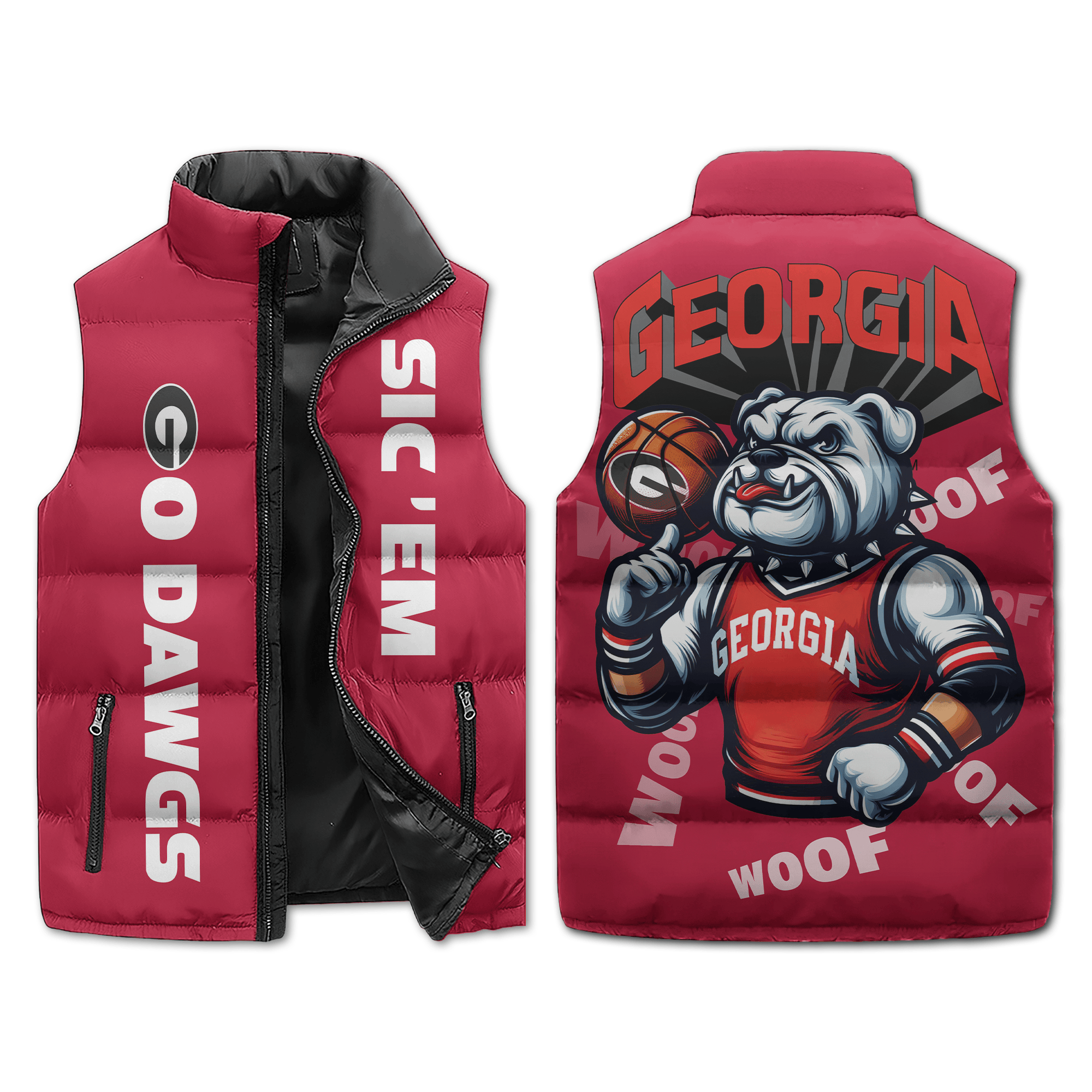 Georgia Bulldogs NCAA Sleeveless Puffer Jacket