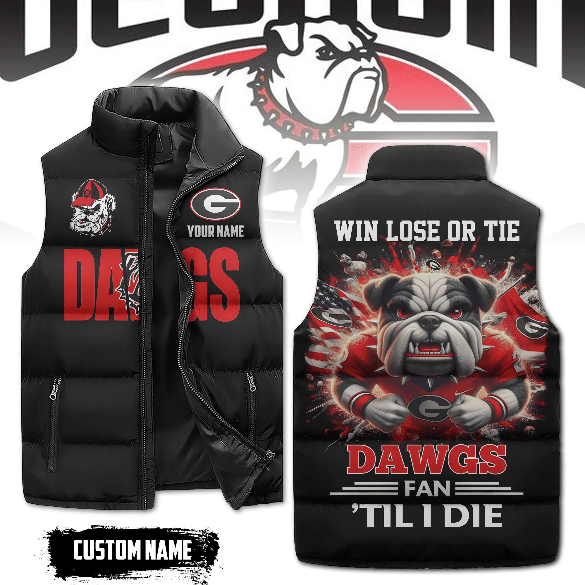 Georgia Bulldogs NCAA Sleeveless Puffer Jacket