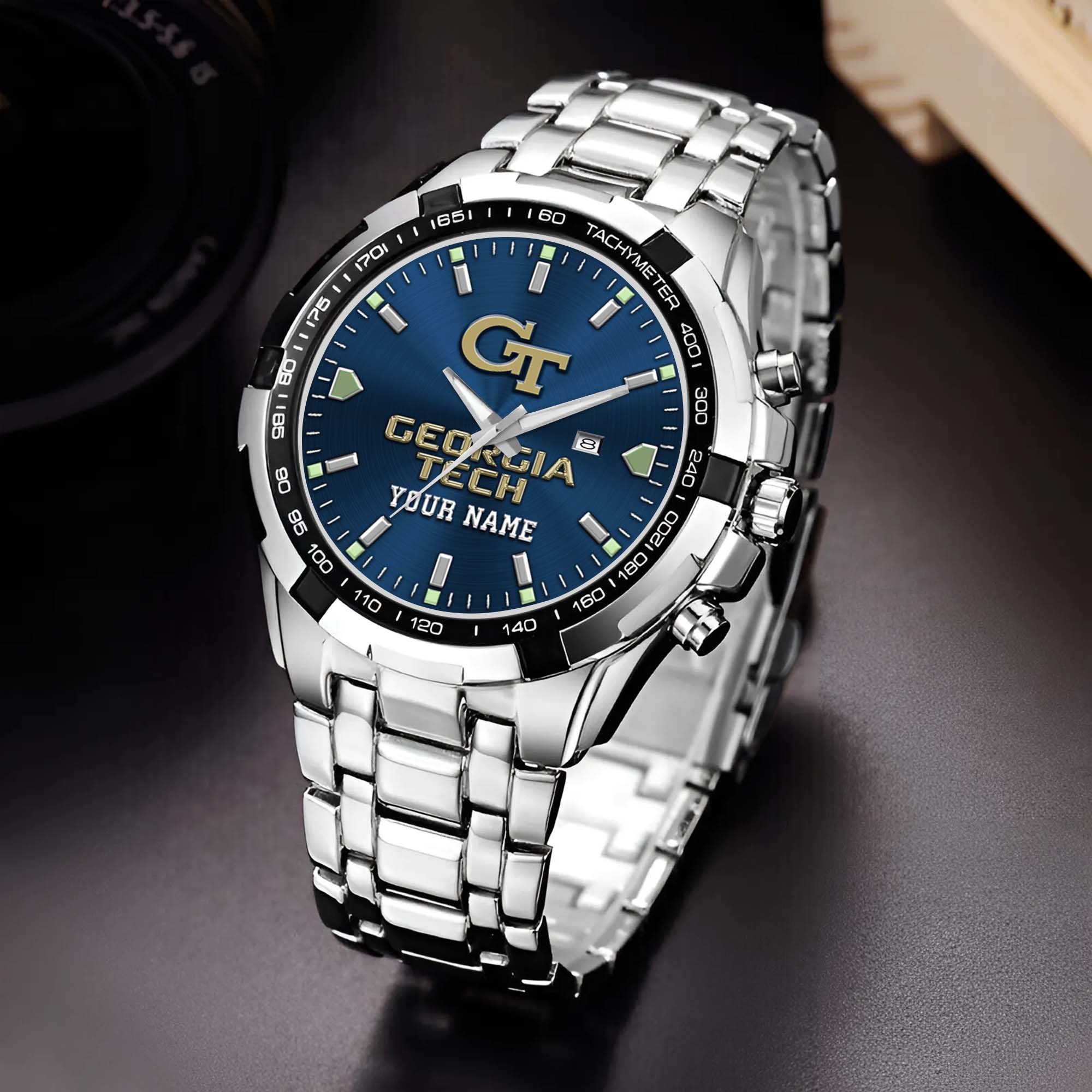Georgia Tech Yellow Jackets Alloy Men Quartz Watch Custom Your Name, Sport Men Watch, Football Fan Gifts
