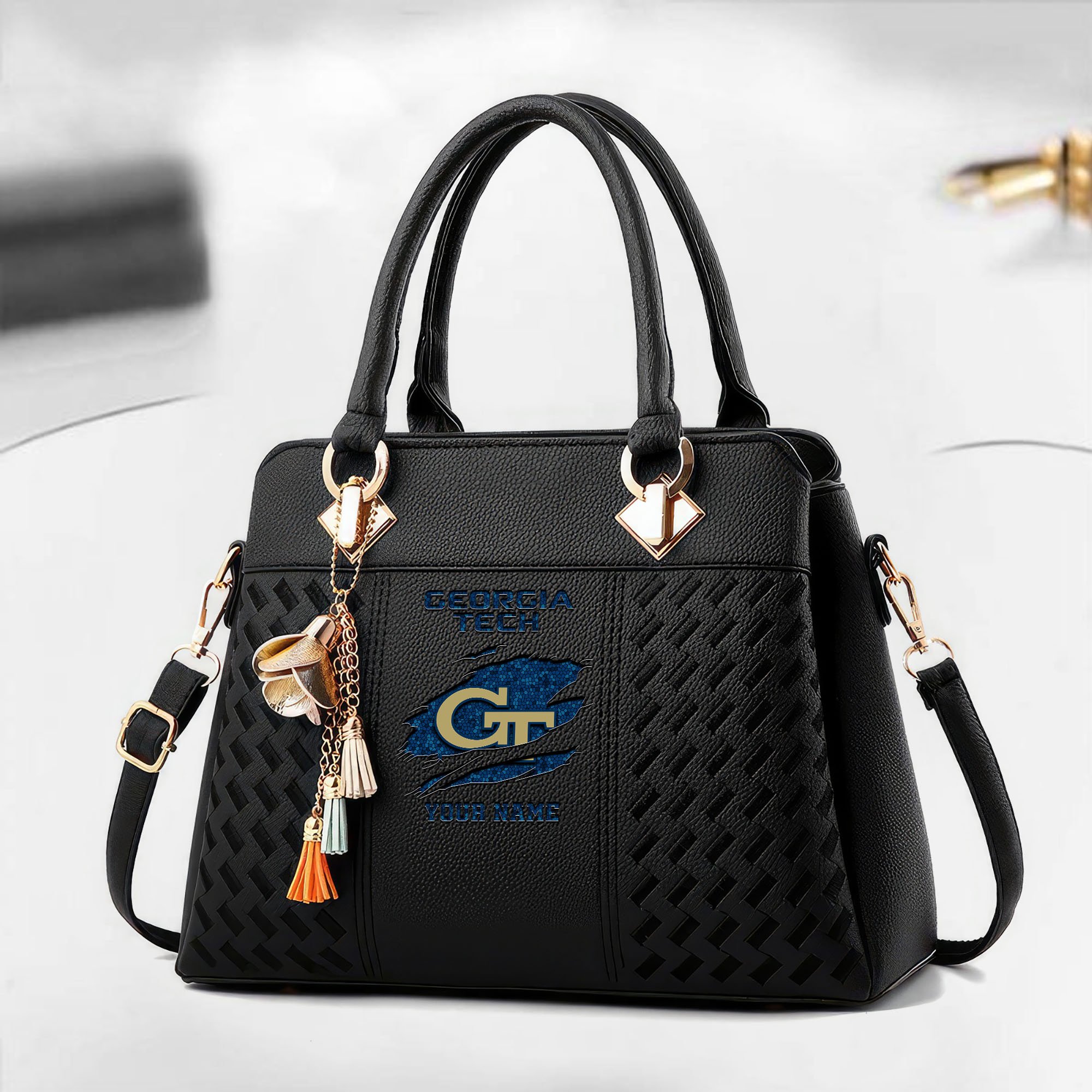 Georgia Tech Yellow Jackets Deluxe Handbag For Women Custom Your Name 2025 Versions, Sport Deluxe Handbag