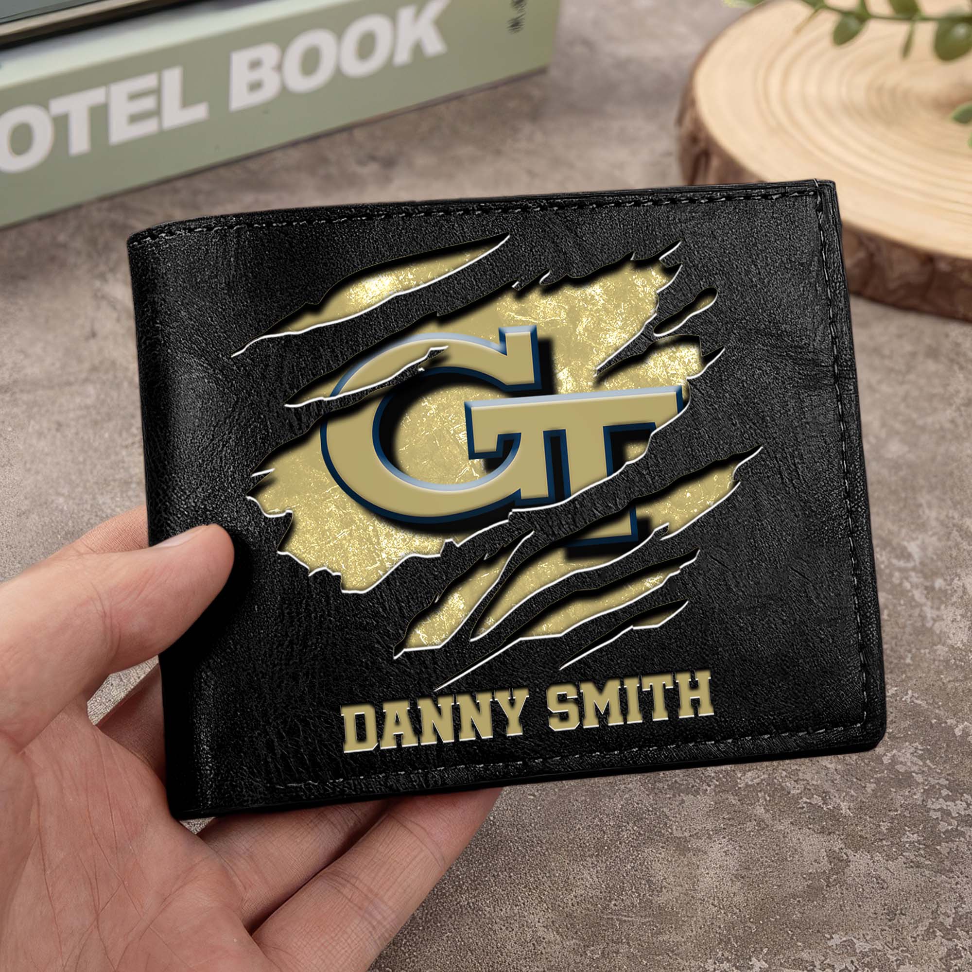 Georgia Tech Yellow Jackets Men Wallet Custom Your Name, Football Team Men Wallet For Fans, Gifts For Football Lovers
