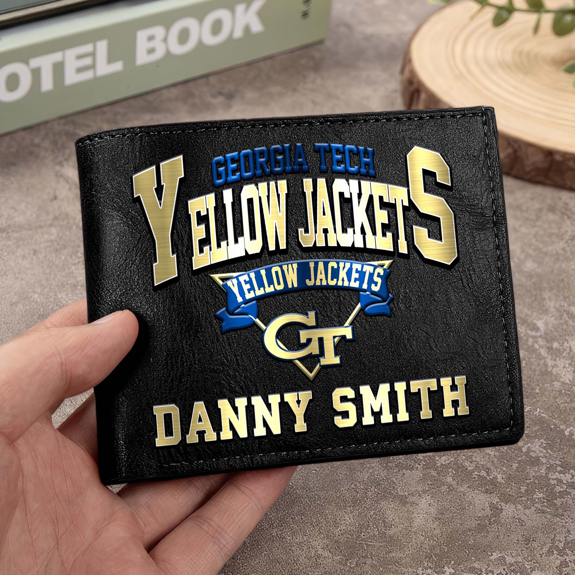 Georgia Tech Yellow Jackets Men Wallet Custom Your Name, Football Team Men Wallet For Fans, Gifts For Football Lovers