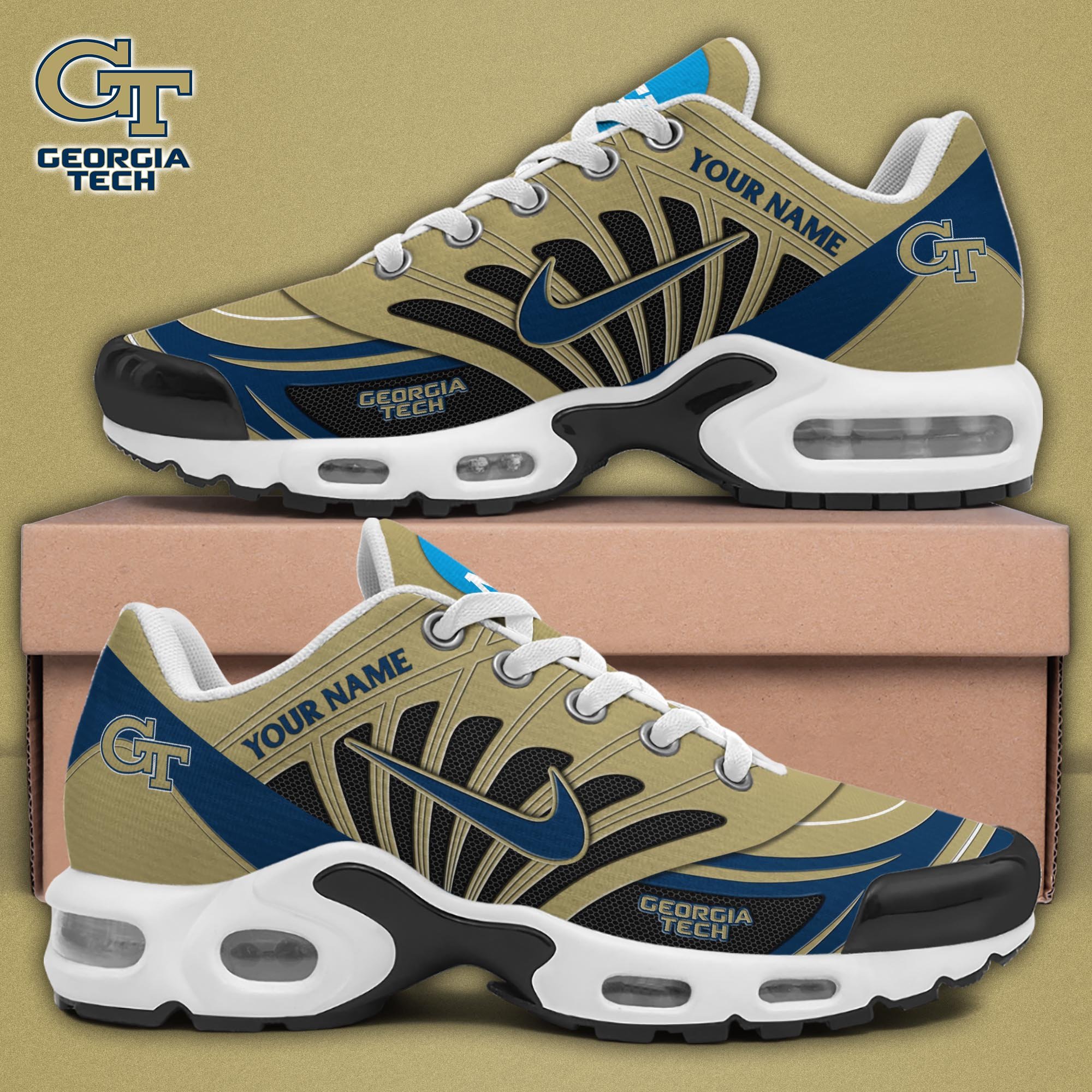 Georgia Tech Yellow Jackets TN Shoes 2025 Version Custom Name, Sport Shoes For Fan, Fan Gifts