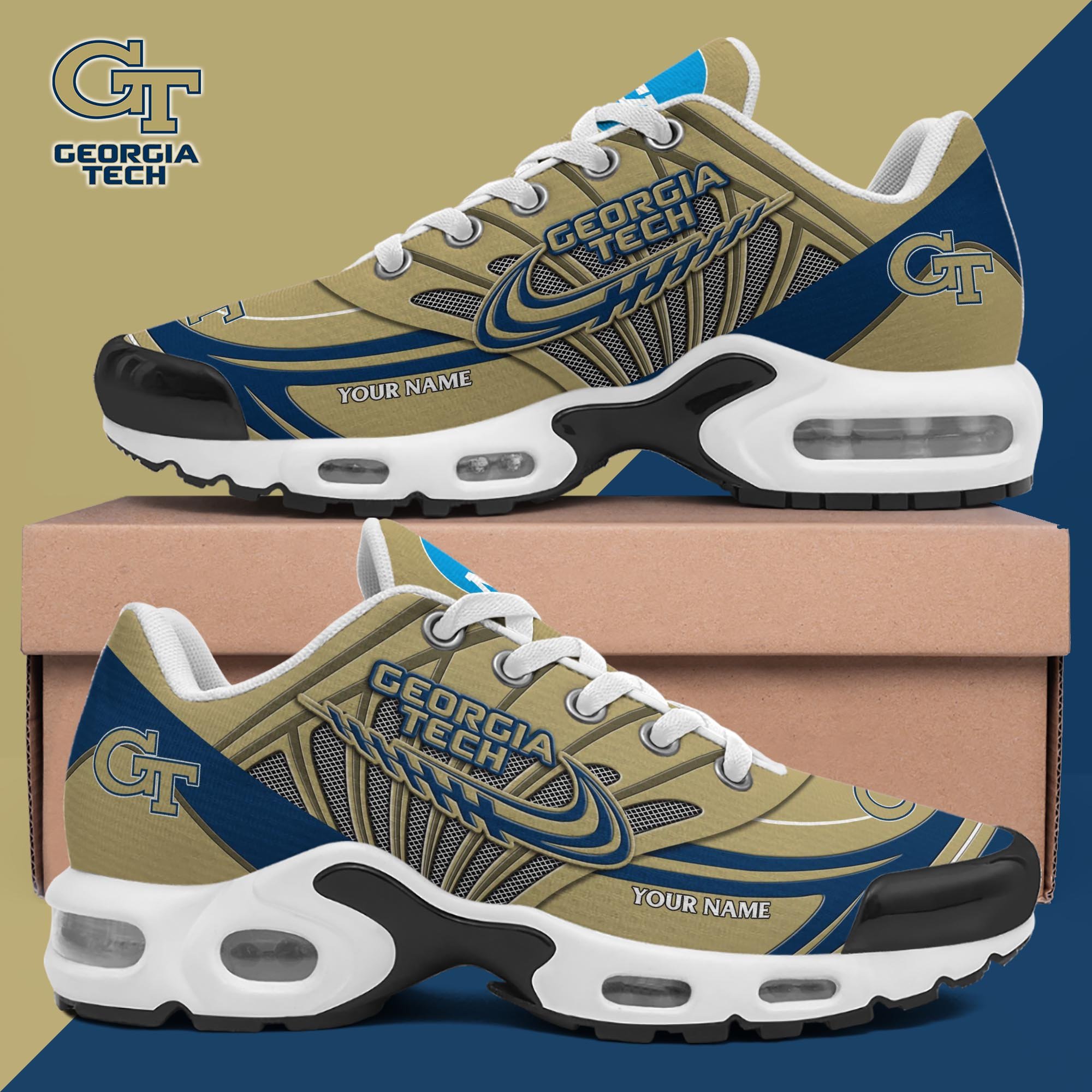 Georgia Tech Yellow Jackets TN Shoes 2025 Version Custom Your Name, Shoes For Sport Fans, Gift For Fans