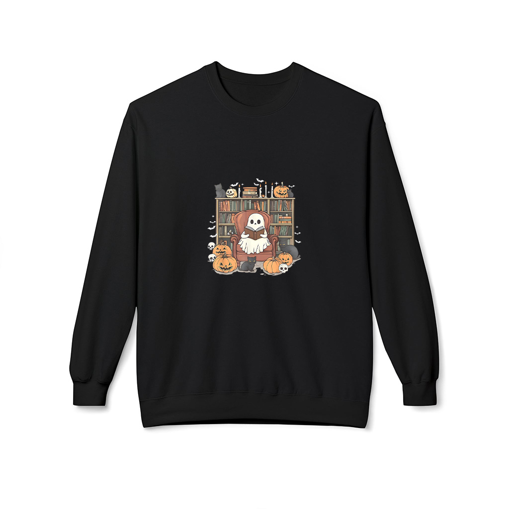 Ghost Library Halloween Book Reading Books Lover Teacher Sweatshirts