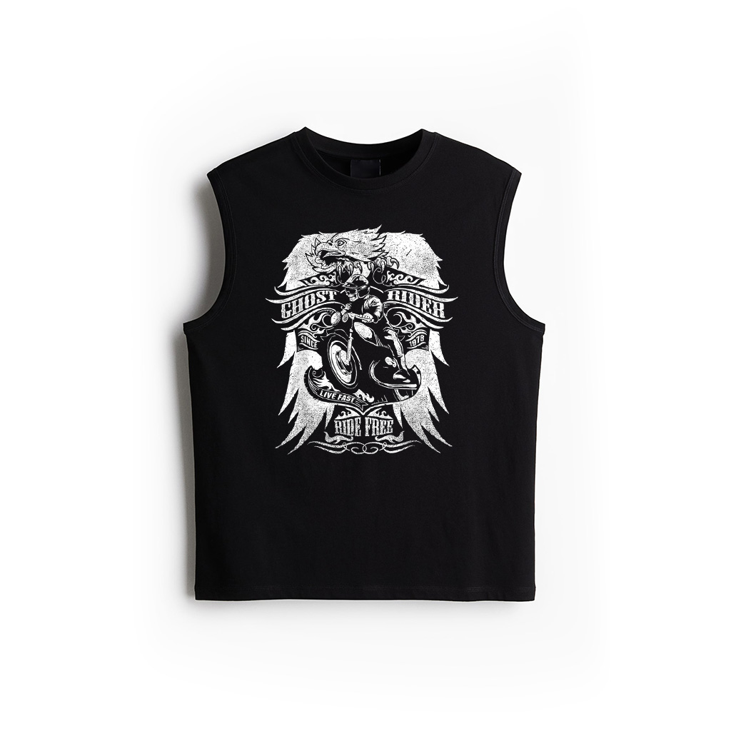 Ghost Vintage Rider Ride Free Motorcycle Tshirt Men Women Tank Top